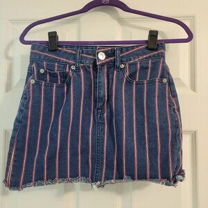 American Eagle Striped Super Stretch Hi Rise Mini Denim Skirt size 0